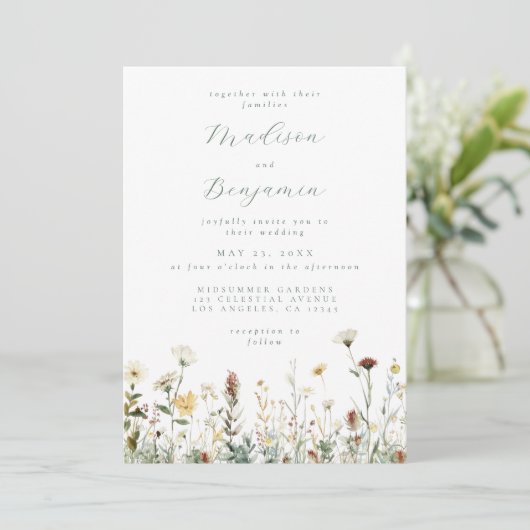 Invitation Mariage Floral Rustique (Debout devant)