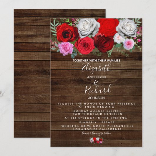 Invitation Mariage floral rustique (Devant / Derrière)