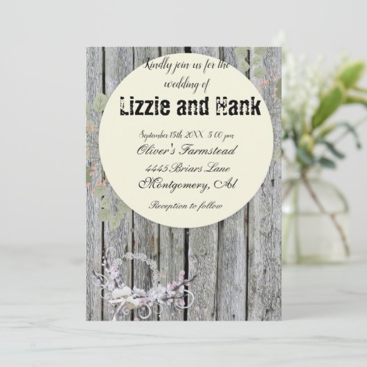 Invitation Mariage floral rustique (Debout devant)