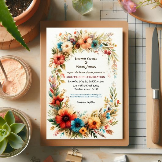 Invitation Mariage Floral Rustique