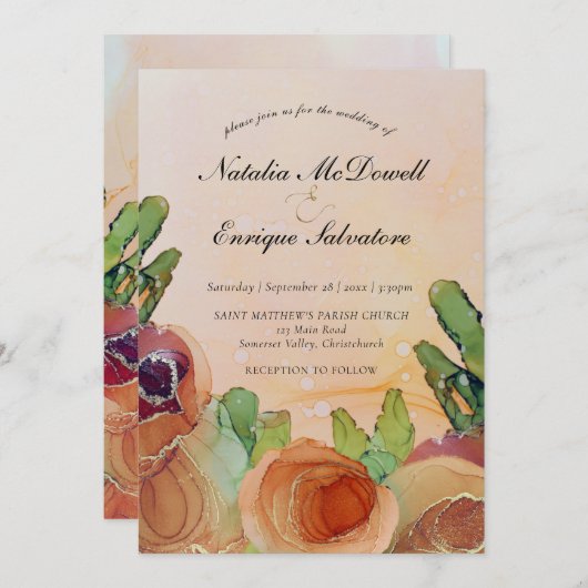 Invitation Mariage floral rustique (Devant / Derrière)