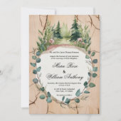 Invitation Mariage floral rustique à la menthe rose eucalyptu (Devant)