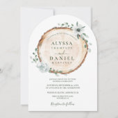 Invitation Mariage floral rustique à l'aquarelle de bois (Devant)