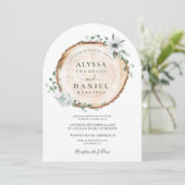 Invitation Mariage floral rustique à l'aquarelle de bois (Debout devant)