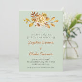 Invitation Mariage Floral Rustique Antique Vert Clair (Debout devant)