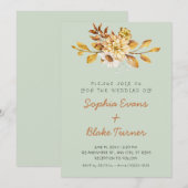 Invitation Mariage Floral Rustique Antique Vert Clair (Devant / Derrière)
