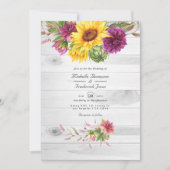 Invitation Mariage Floral Rustique au Code QR avec Soleil et (Devant)