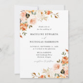 Invitation Mariage Floral Rustique Automnal Aquarelle (Devant)
