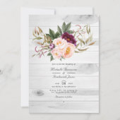 Invitation Mariage Floral Rustique avec Code QR Bourguignon e (Devant)