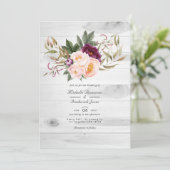 Invitation Mariage Floral Rustique avec Code QR Bourguignon e (Debout devant)
