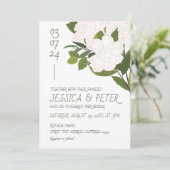 Invitation Mariage floral rustique blanc vert aquarelle (Debout devant)