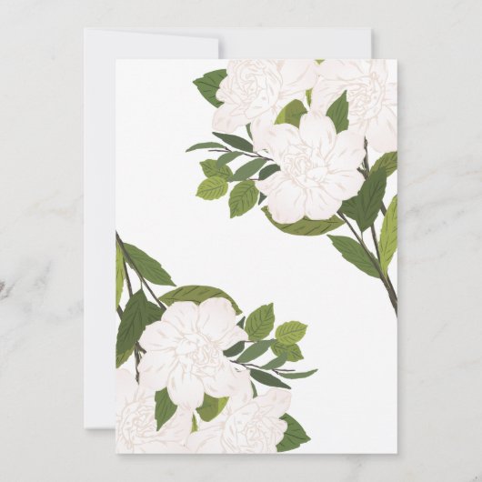 Invitation Mariage floral rustique blanc vert aquarelle (Dos)