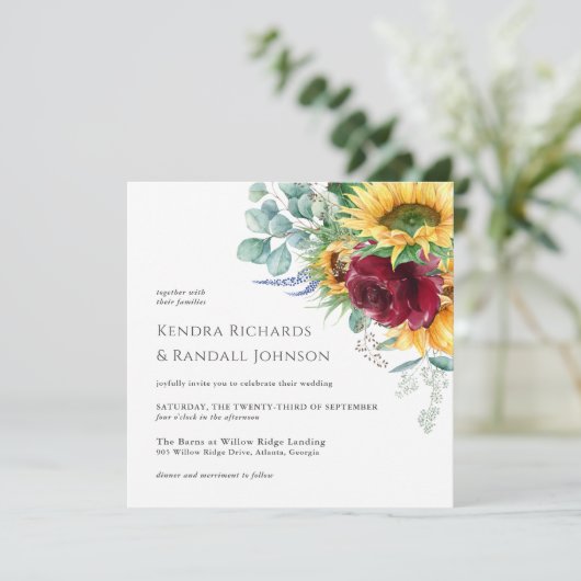 Invitation Mariage floral rustique Boho (Debout devant)