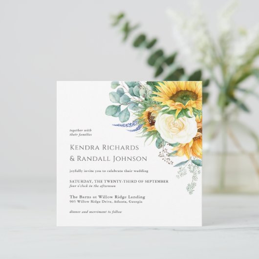 Invitation Mariage floral rustique Boho (Debout devant)