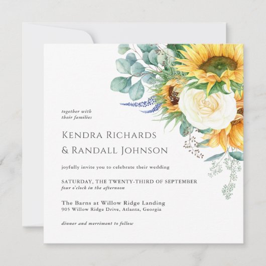 Invitation Mariage floral rustique Boho (Devant)