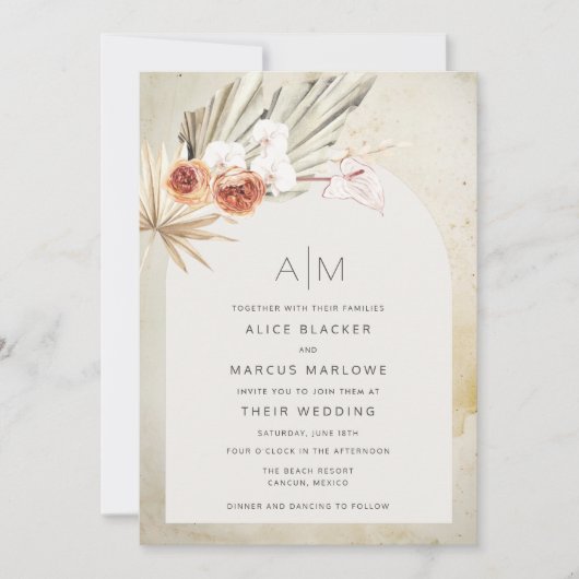 Invitation Mariage Floral Rustique Boho (Devant)