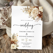 Invitation Mariage floral rustique Boho neutre