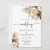 Invitation Mariage floral rustique Boho neutre (Devant)