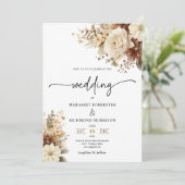 Invitation Mariage floral rustique Boho neutre (Debout devant)