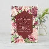 Invitation Mariage Floral Rustique Bourgeois Marsala (Debout devant)