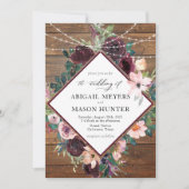 Invitation Mariage floral rustique Bourgogne (Devant)