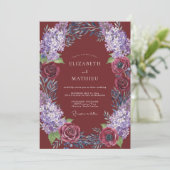 Invitation Mariage Floral Rustique Bourgogne (Debout devant)
