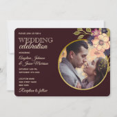 Invitation Mariage Floral Rustique Bourgogne (Devant)