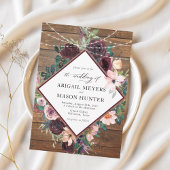 Invitation Mariage floral rustique Bourgogne