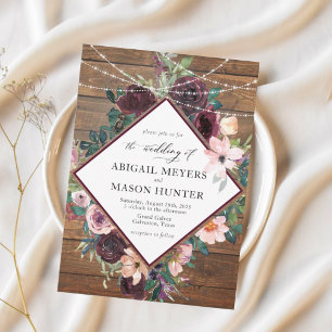 Invitation Mariage floral rustique Bourgogne