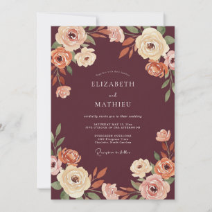 Invitation Mariage Floral Rustique Bourguignon
