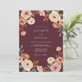 Invitation Mariage Floral Rustique Bourguignon (Debout devant)