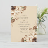 Invitation Mariage Floral Rustique Brun (Debout devant)