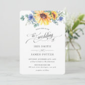 Invitation Mariage Floral Rustique Chic Sunflower (Debout devant)