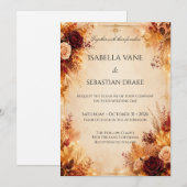 Invitation Mariage Floral Rustique d'Automne (Devant / Derrière)