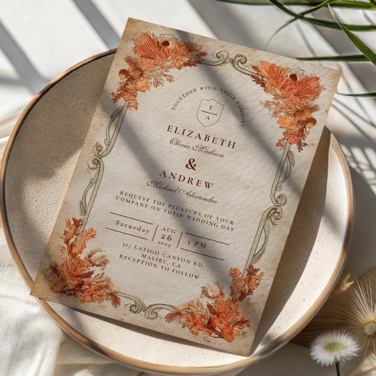 Invitation Mariage Floral Rustique d'Automne
