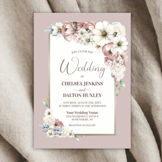 Invitation Mariage floral rustique d'automne
