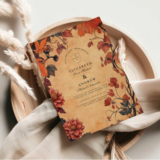 Invitation Mariage floral rustique d'automne