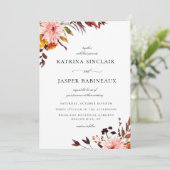 Invitation Mariage floral rustique d'automne (Debout devant)