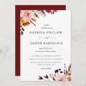 Invitation Mariage floral rustique d'automne (Devant / Derrière)