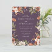 Invitation Mariage Floral Rustique d'Automne Violet (Debout devant)