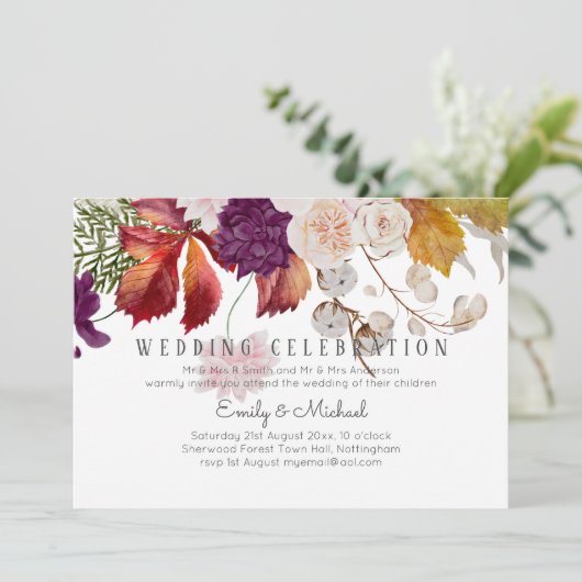 Invitation Mariage floral rustique de Fig de Plum (Debout devant)