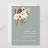 Invitation Mariage floral rustique de Pêche verte de Sage (Devant)