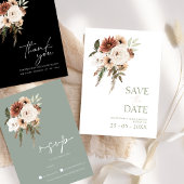 Invitation Mariage floral rustique de Pêche verte de Sage