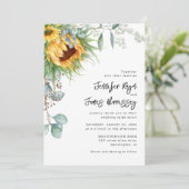Invitation Mariage floral rustique de tournesol Eucalyptus (Debout devant)