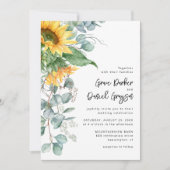 Invitation Mariage floral rustique de tournesol Eucalyptus (Devant)