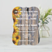 Invitation Mariage floral rustique de tournesol jaune (Debout devant)