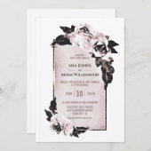 Invitation Mariage floral Rustique Dusty Rose (Devant / Derrière)