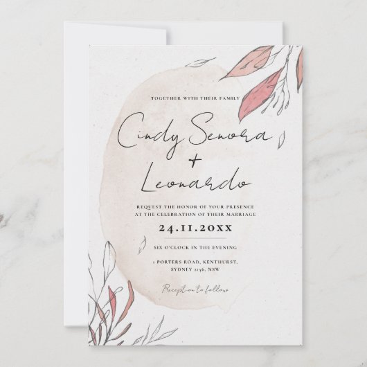 Invitation Mariage floral rustique Earthy (Devant)