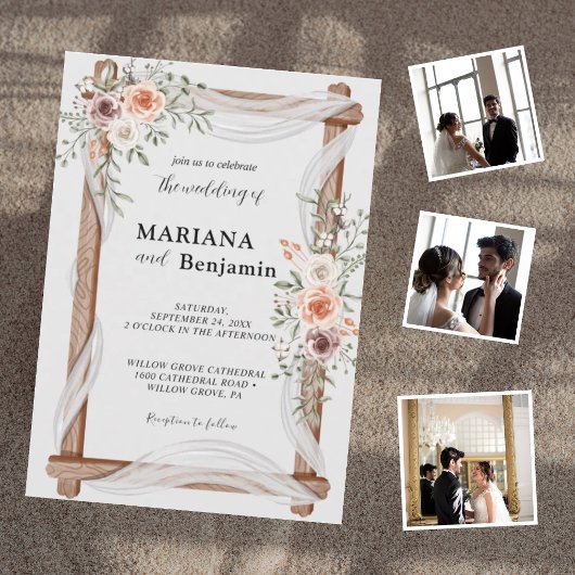 Invitation Mariage Floral Rustique Élégant