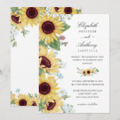 Invitation Mariage floral rustique élégant de tournesol (Devant / Derrière)